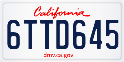 CA license plate 6TTD645