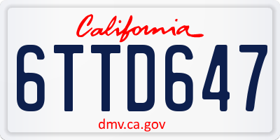 CA license plate 6TTD647