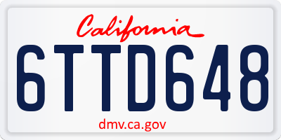 CA license plate 6TTD648