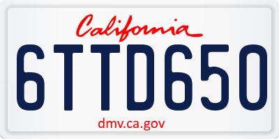 CA license plate 6TTD650