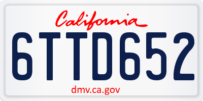 CA license plate 6TTD652