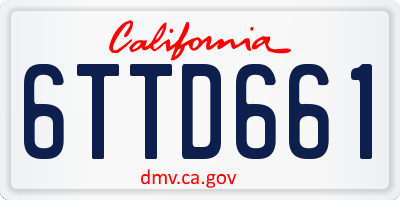 CA license plate 6TTD661