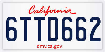 CA license plate 6TTD662