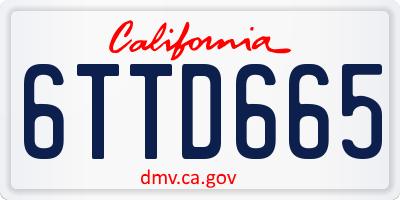 CA license plate 6TTD665