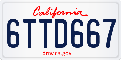 CA license plate 6TTD667