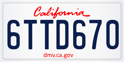 CA license plate 6TTD670