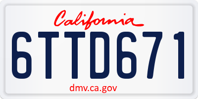 CA license plate 6TTD671
