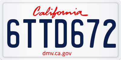 CA license plate 6TTD672
