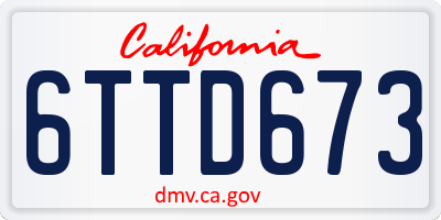 CA license plate 6TTD673