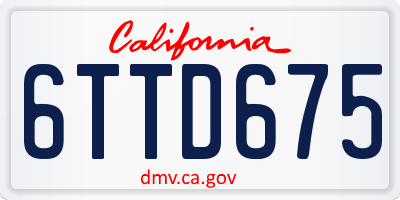 CA license plate 6TTD675
