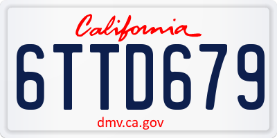 CA license plate 6TTD679