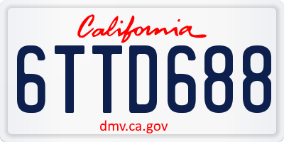 CA license plate 6TTD688