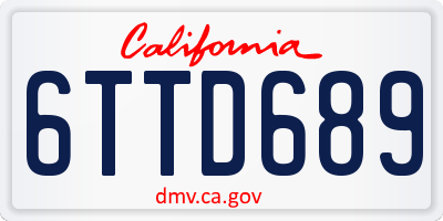 CA license plate 6TTD689