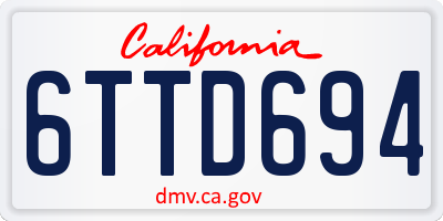 CA license plate 6TTD694