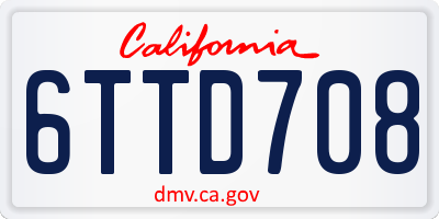CA license plate 6TTD708