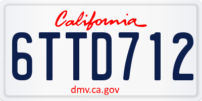 CA license plate 6TTD712