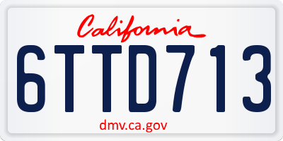 CA license plate 6TTD713