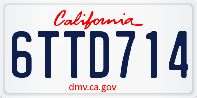 CA license plate 6TTD714
