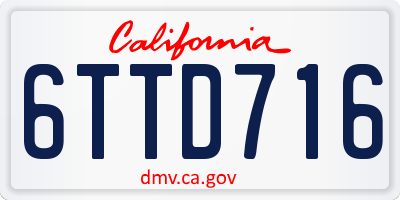 CA license plate 6TTD716