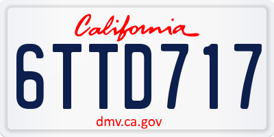 CA license plate 6TTD717