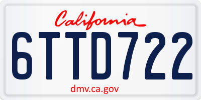 CA license plate 6TTD722