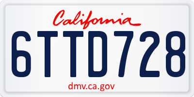 CA license plate 6TTD728