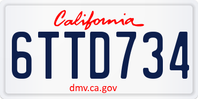 CA license plate 6TTD734