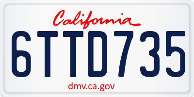 CA license plate 6TTD735