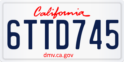 CA license plate 6TTD745
