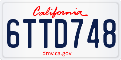 CA license plate 6TTD748