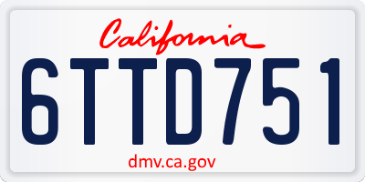 CA license plate 6TTD751