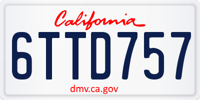 CA license plate 6TTD757