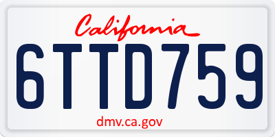 CA license plate 6TTD759