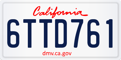 CA license plate 6TTD761