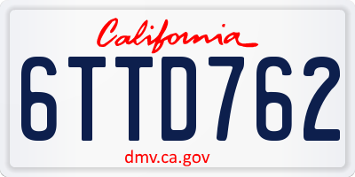 CA license plate 6TTD762