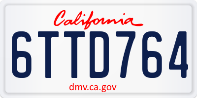 CA license plate 6TTD764