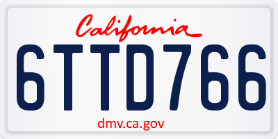 CA license plate 6TTD766