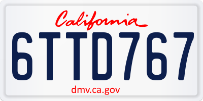 CA license plate 6TTD767