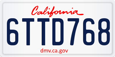 CA license plate 6TTD768