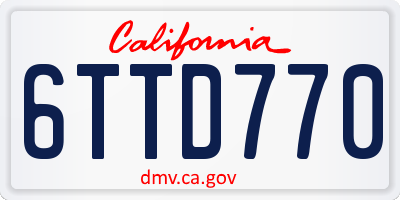 CA license plate 6TTD770