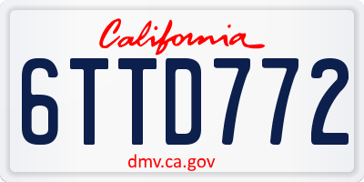 CA license plate 6TTD772
