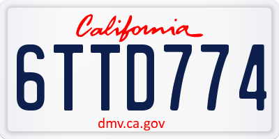 CA license plate 6TTD774