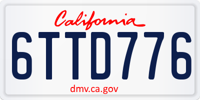 CA license plate 6TTD776