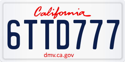 CA license plate 6TTD777