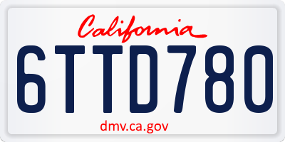 CA license plate 6TTD780