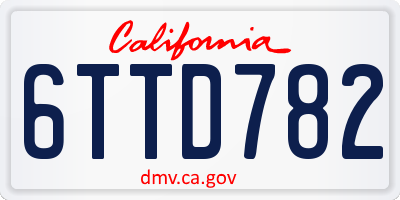 CA license plate 6TTD782