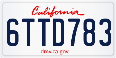 CA license plate 6TTD783