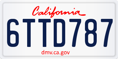 CA license plate 6TTD787