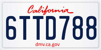 CA license plate 6TTD788