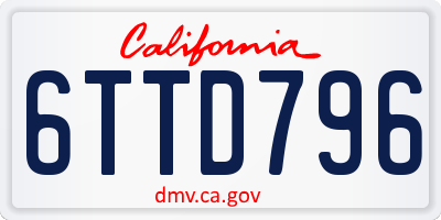 CA license plate 6TTD796